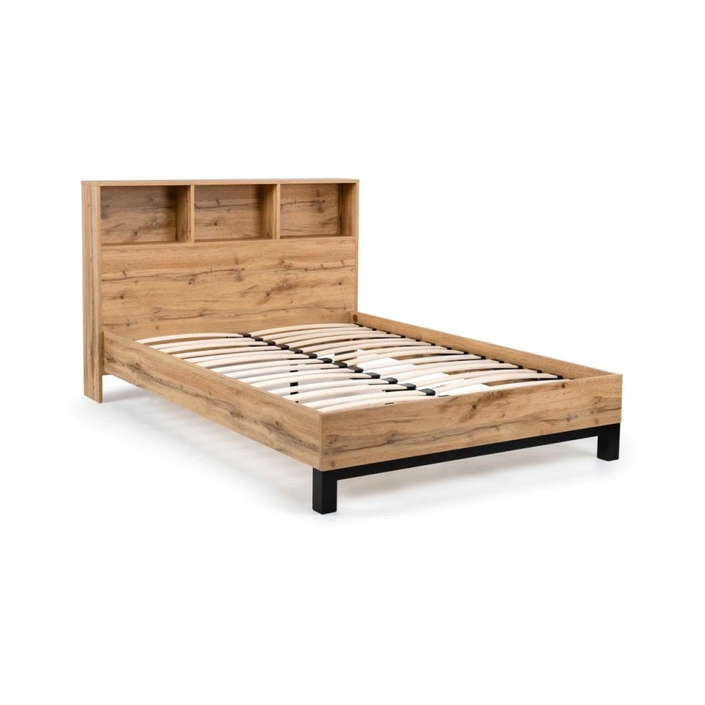 Bali Bookcase Headboard Bed 90cm - Light Oak