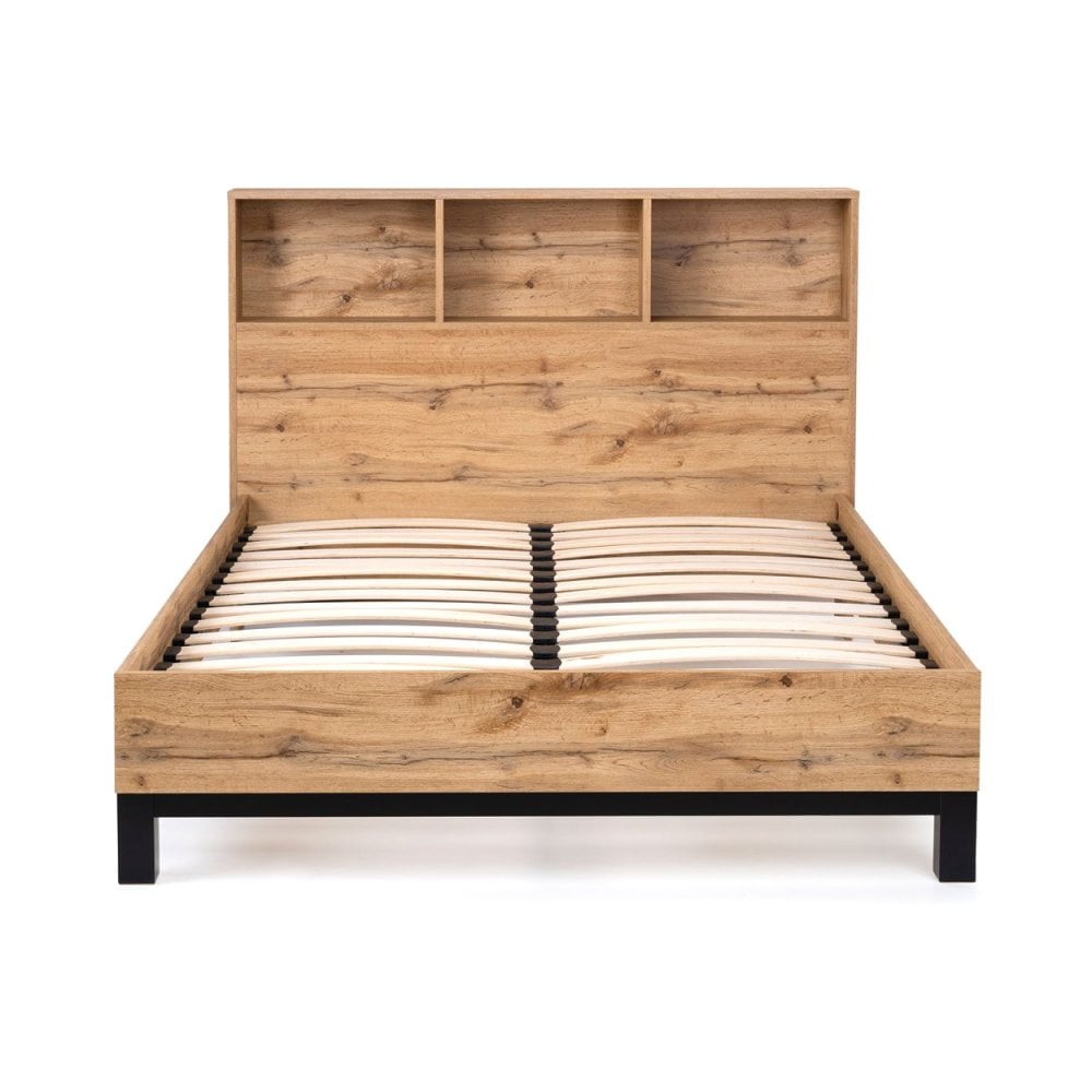 Bali Bookcase Headboard Bed 90cm - Light Oak