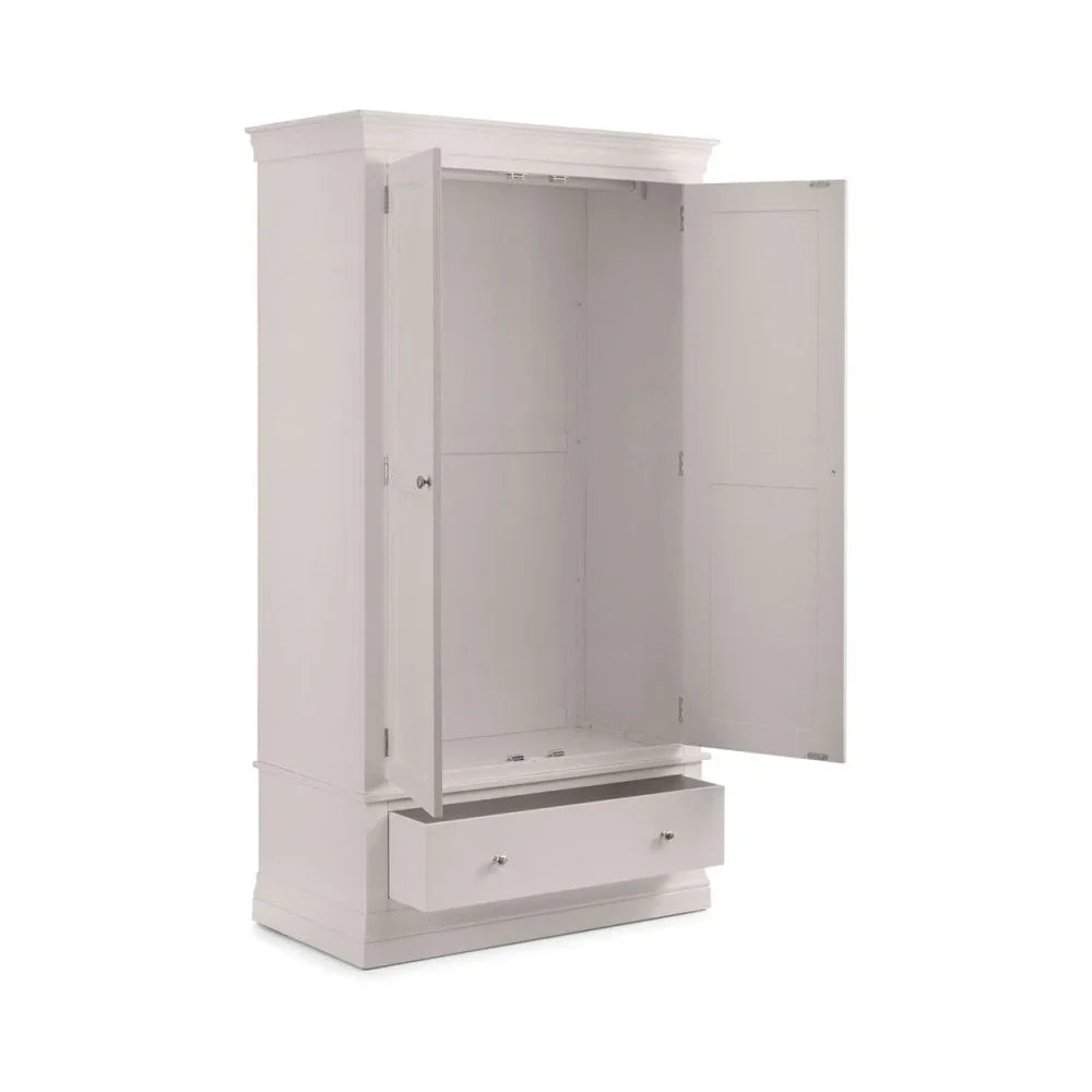 Clermont 2 Door 1 Drawer Wardrobe - Light Grey