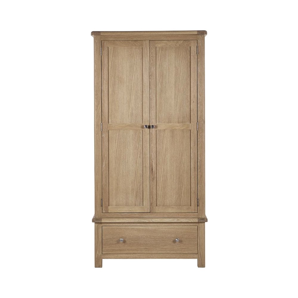 Memphis Limed Oak 2 Door 1 Drawer Wardrobe