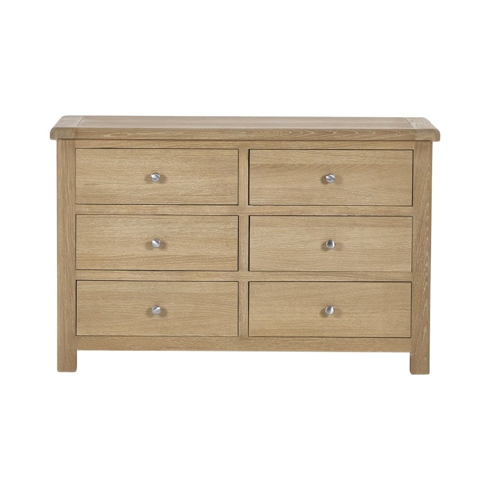 Memphis Limed Oak 6 Drawer Wide Chest