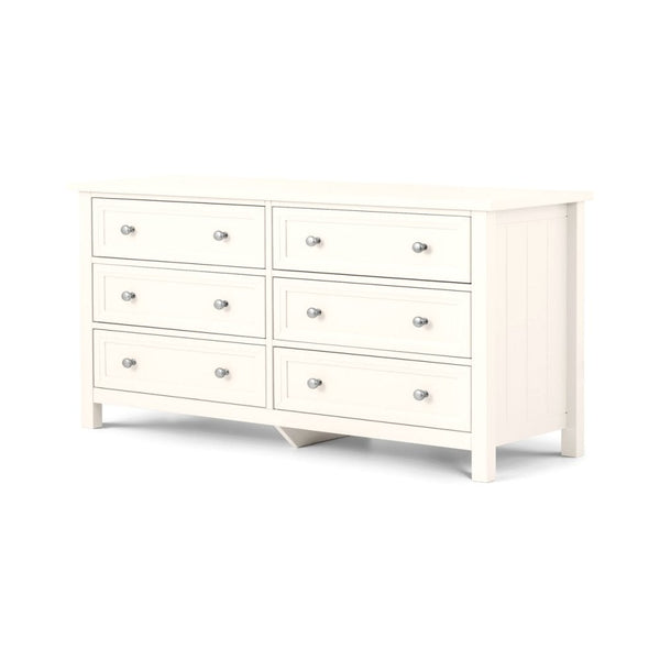 Maine 6 Drawer Wide Chest - Surf White