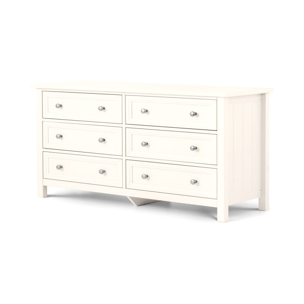 Maine 6 Drawer Wide Chest - Surf White