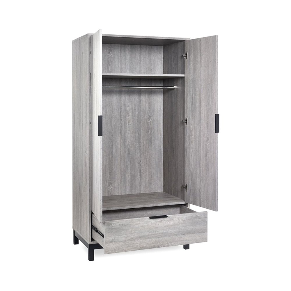 Bali 2 Door 1 Drawer Wardrobe - Grey Oak