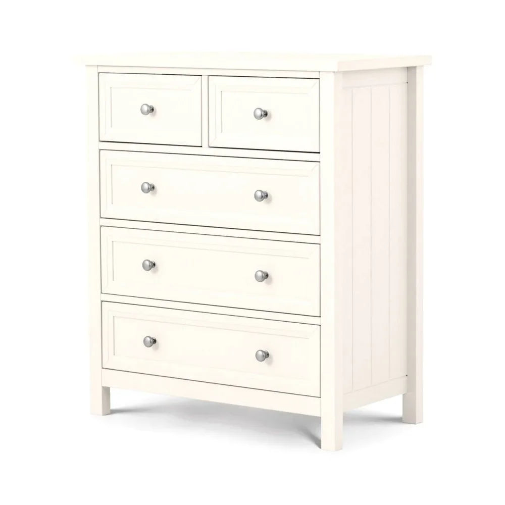 Maine 3 + 2 Drawer Chest - Surf White