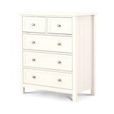 Maine 3 + 2 Drawer Chest - Surf White