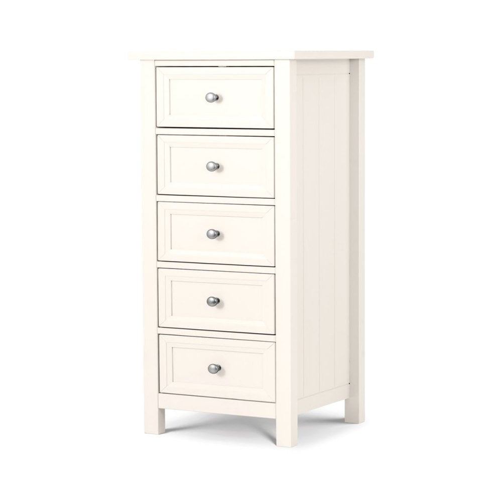Maine 5 Drawer Tall Chest - Surf White