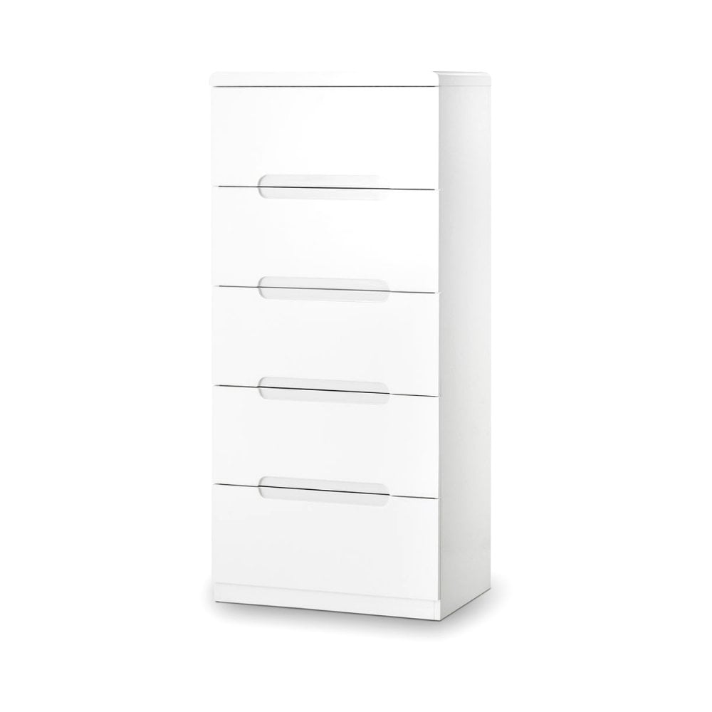 Manhattan 5 Drawer Narrow Chest - White