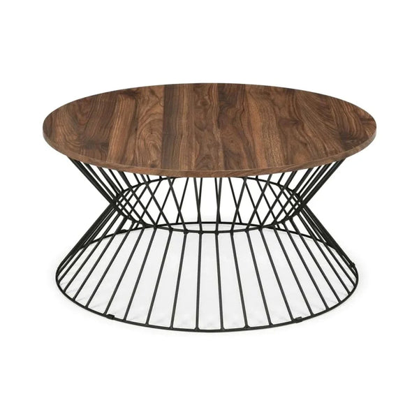 Jersey Round Wire Coffee Table - Walnut