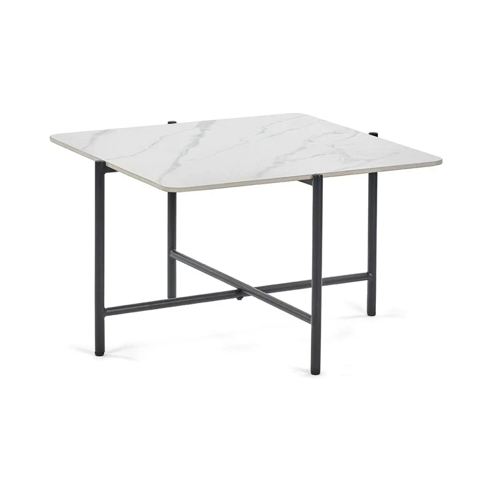 Siena White Marbled Sintered Stone Square Coffee Table