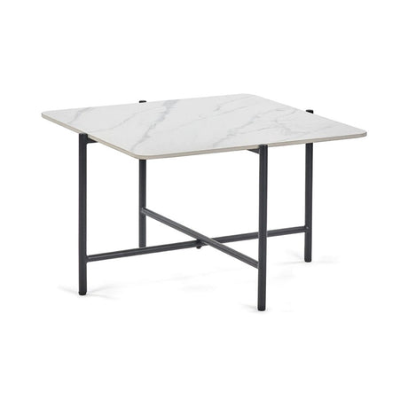 Siena White Marbled Sintered Stone Square Coffee Table