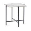 Siena White Marbled Sintered Stone Square Lamp Table