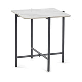 Siena White Marbled Sintered Stone Square Lamp Table