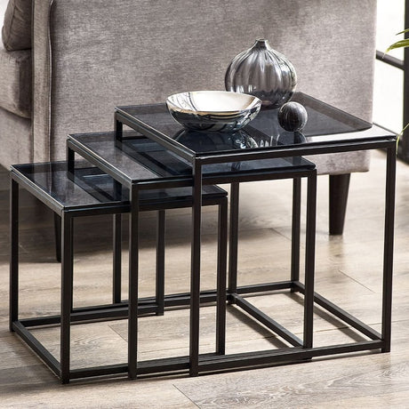 Chicago Nest Of 3 Tables Smoked Glass