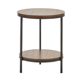Tribeca Circular Lamp Table With Shelf - Walnut