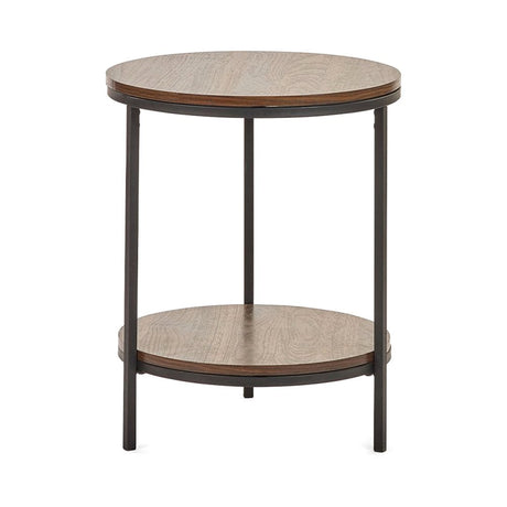Tribeca Circular Lamp Table With Shelf - Walnut