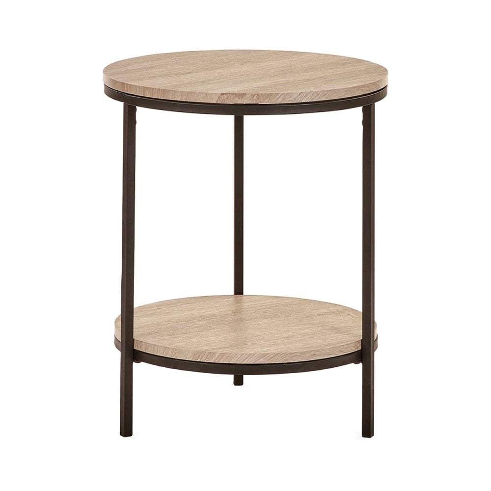 Tribeca Circular Lamp Table With Shelf - Sonoma Oak