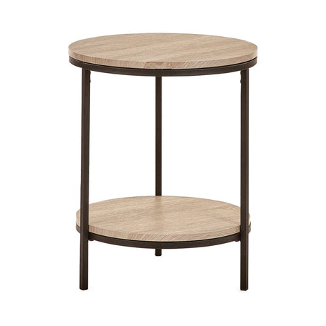 Tribeca Circular Lamp Table With Shelf - Sonoma Oak