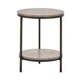 Staten Circular Lamp Table With Shelf - Concrete