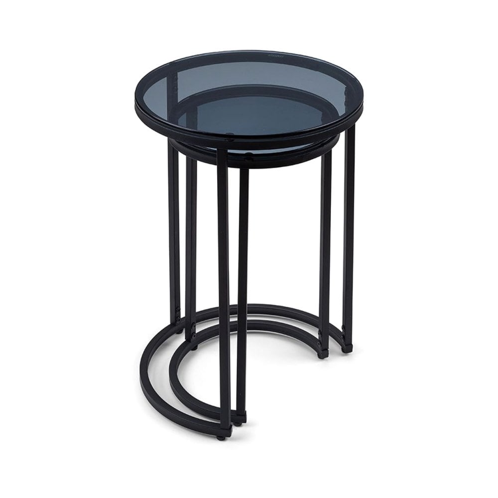 Chicago Round Nesting Side Tables Smoked Glass