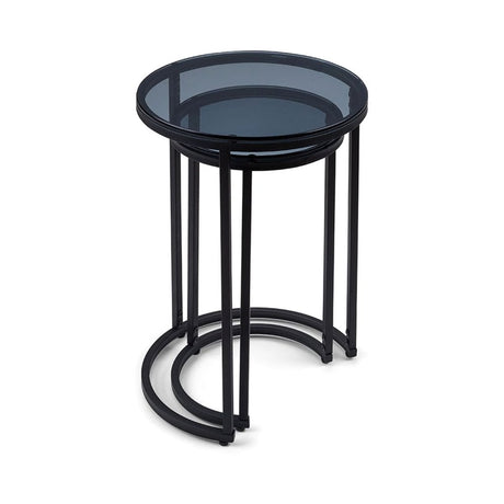Chicago Round Nesting Side Tables Smoked Glass