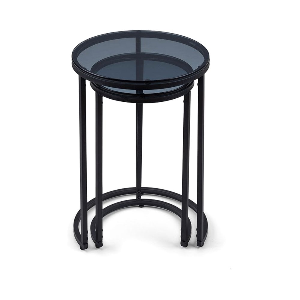 Chicago Round Nesting Side Tables Smoked Glass