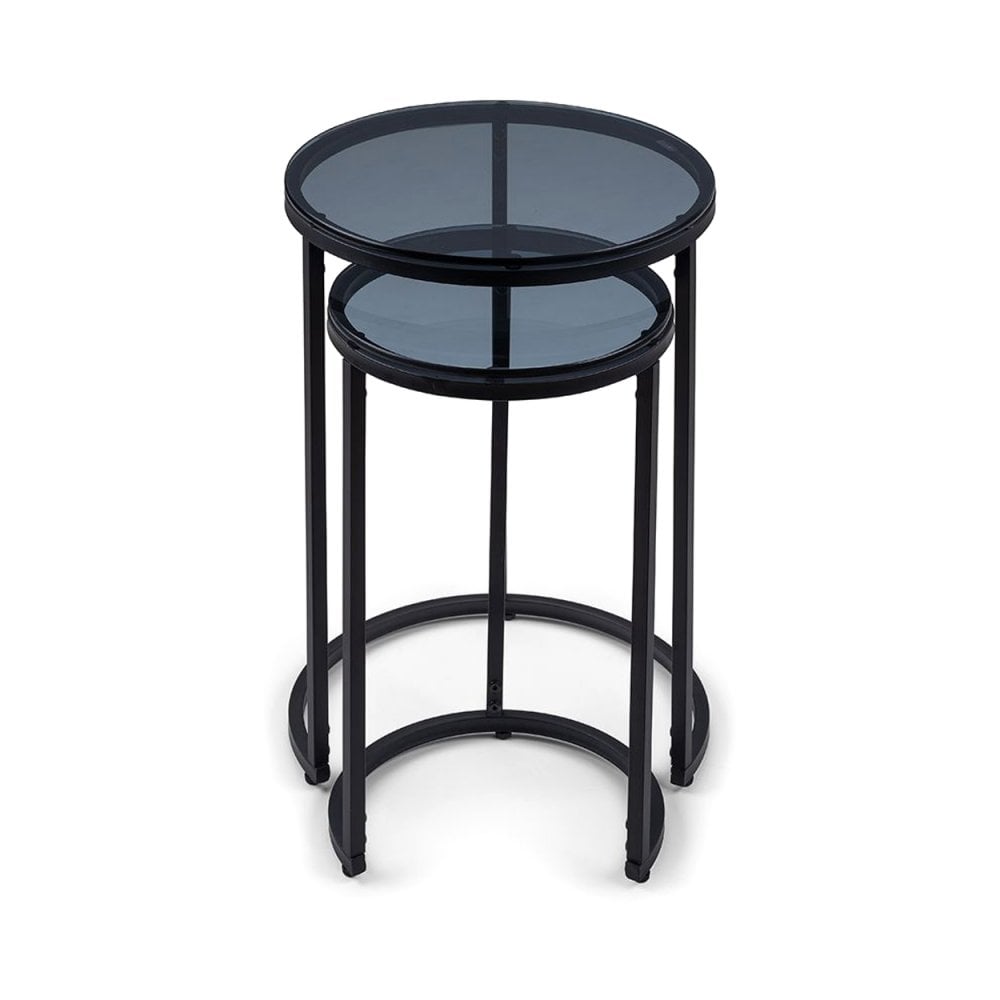 Chicago Round Nesting Side Tables Smoked Glass