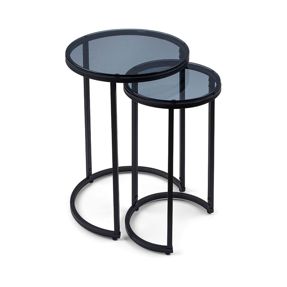 Chicago Round Nesting Side Tables Smoked Glass