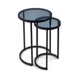Chicago Round Nesting Side Tables Smoked Glass