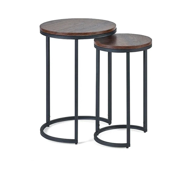 Tribeca Round Nesting Side Tables Walnut