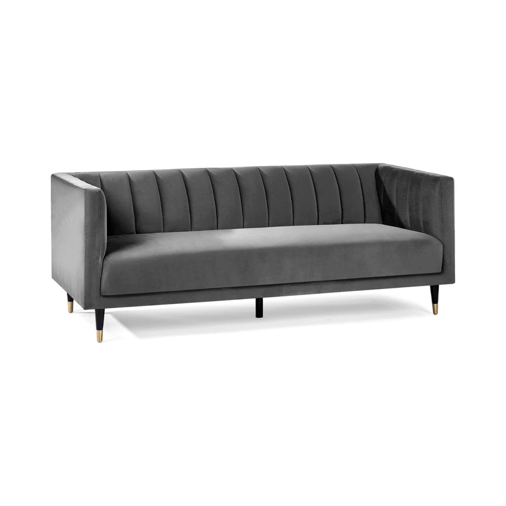 Salma Scalloped Back 3 Seater- Grey