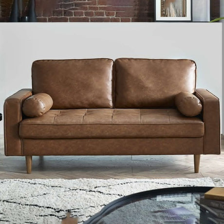 Henley 3 Seater Sofa - Brown Faux Leather