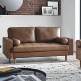 Henley 3 Seater Sofa - Brown Faux Leather