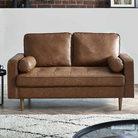 Henley 2 Seater Sofa - Brown Faux Leather