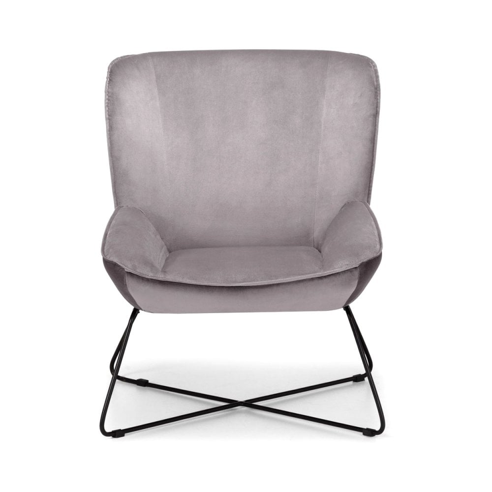 Mila Velvet Accent Chair With Stool - Grey