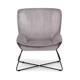 Mila Velvet Accent Chair With Stool - Grey