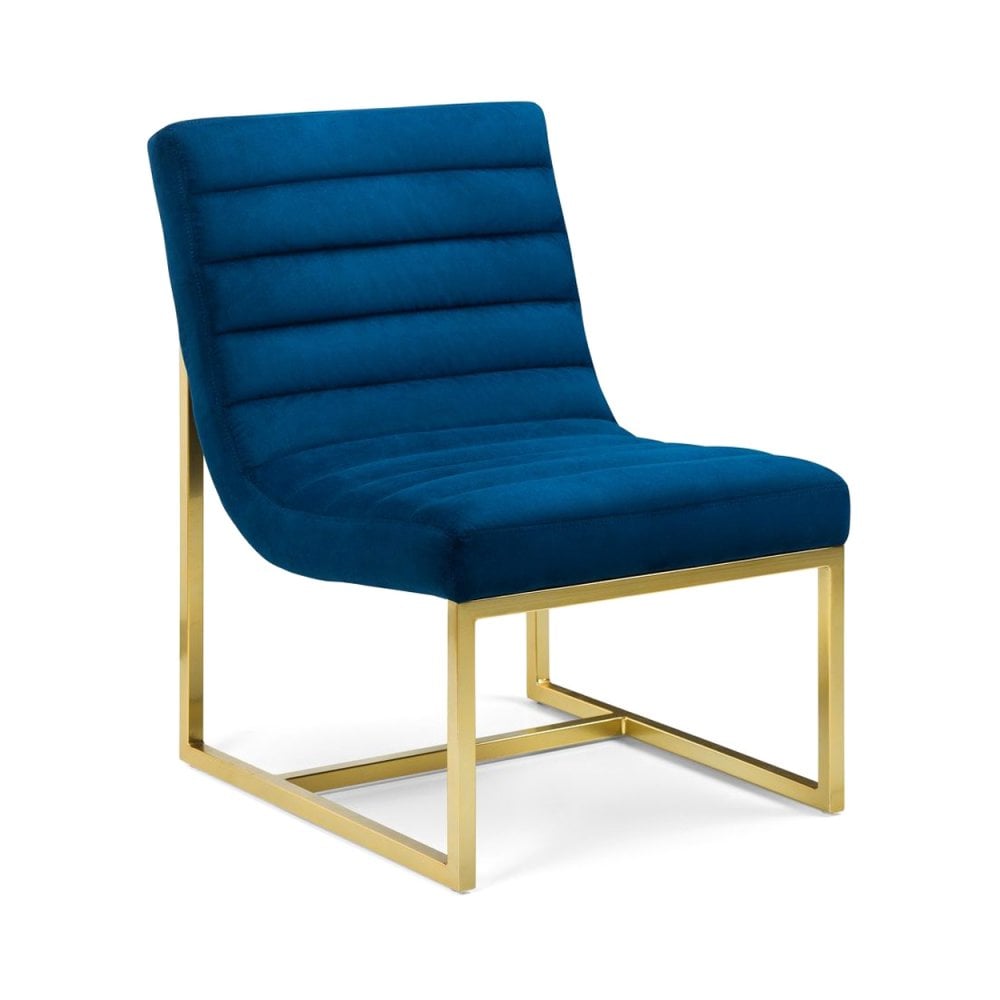 Bellagio Velvet Chair - Blue & Gold
