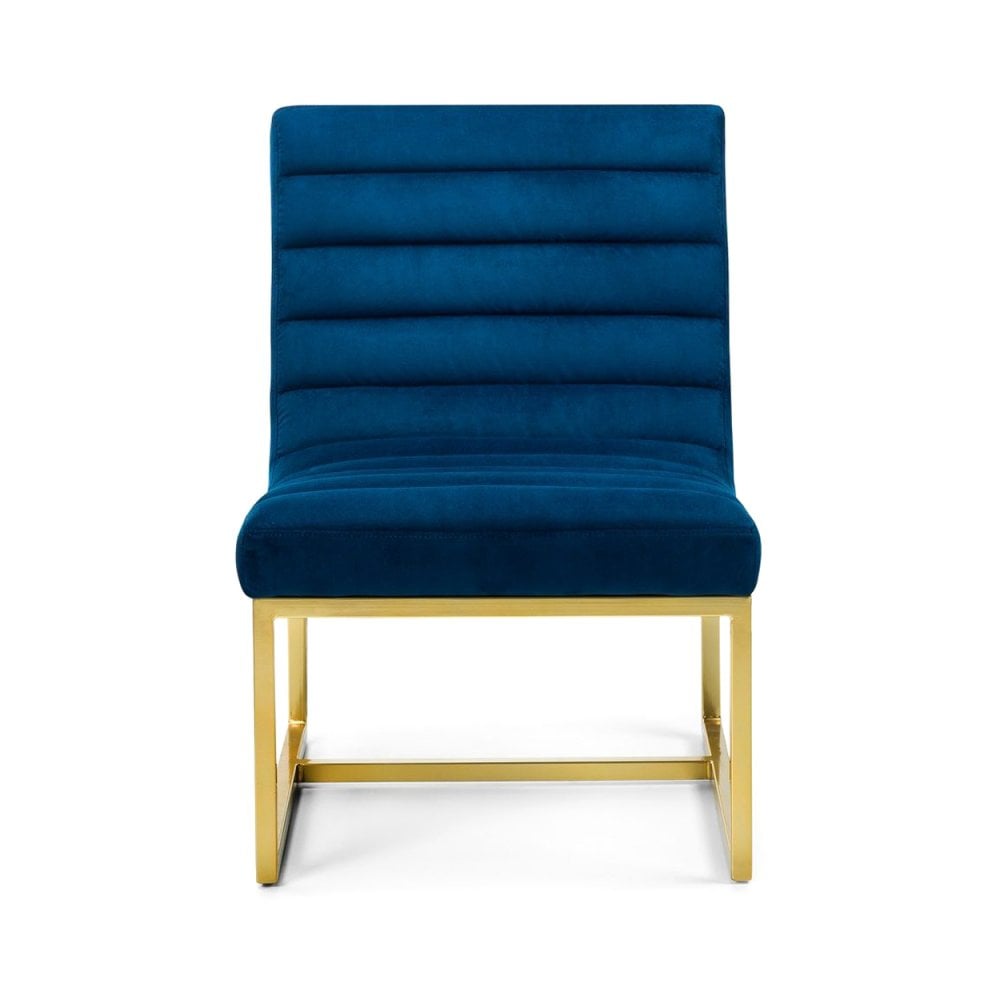Bellagio Velvet Chair - Blue & Gold