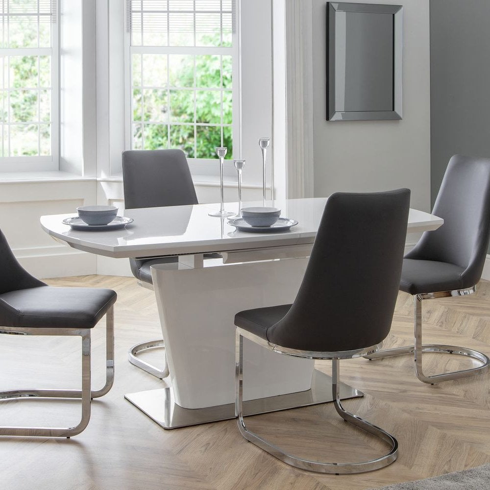 Como High Gloss Extending Table - White
