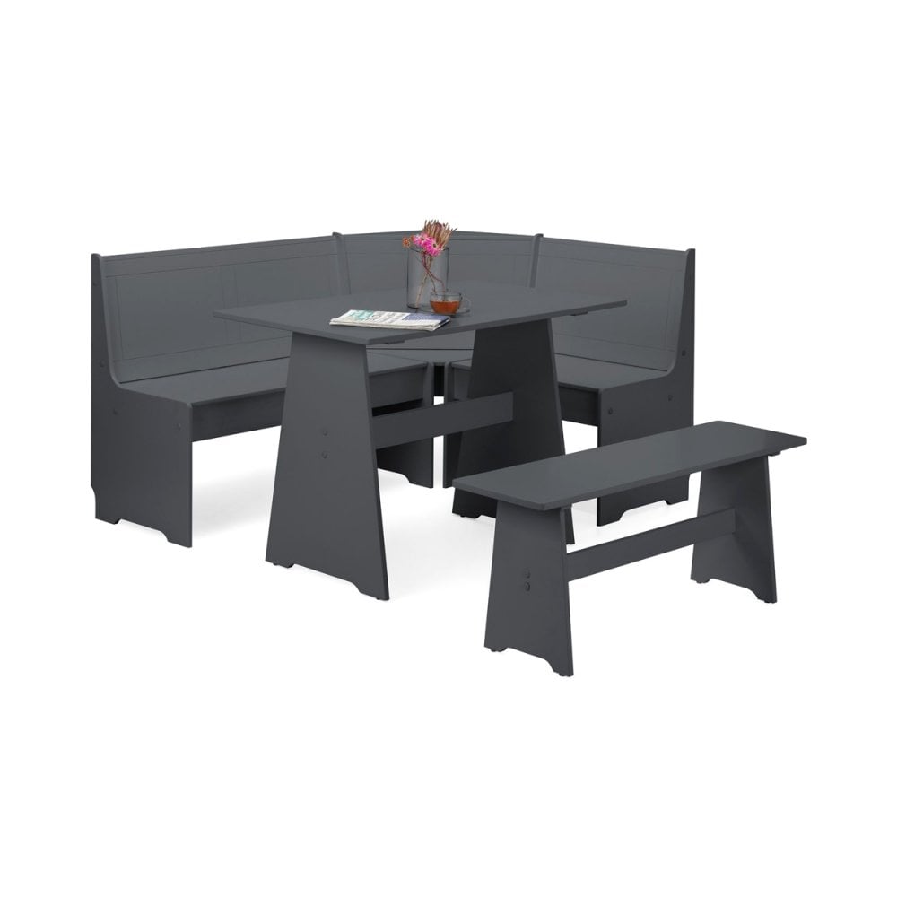 Newport Corner Dining Set With Storage Bench - Anthracite
