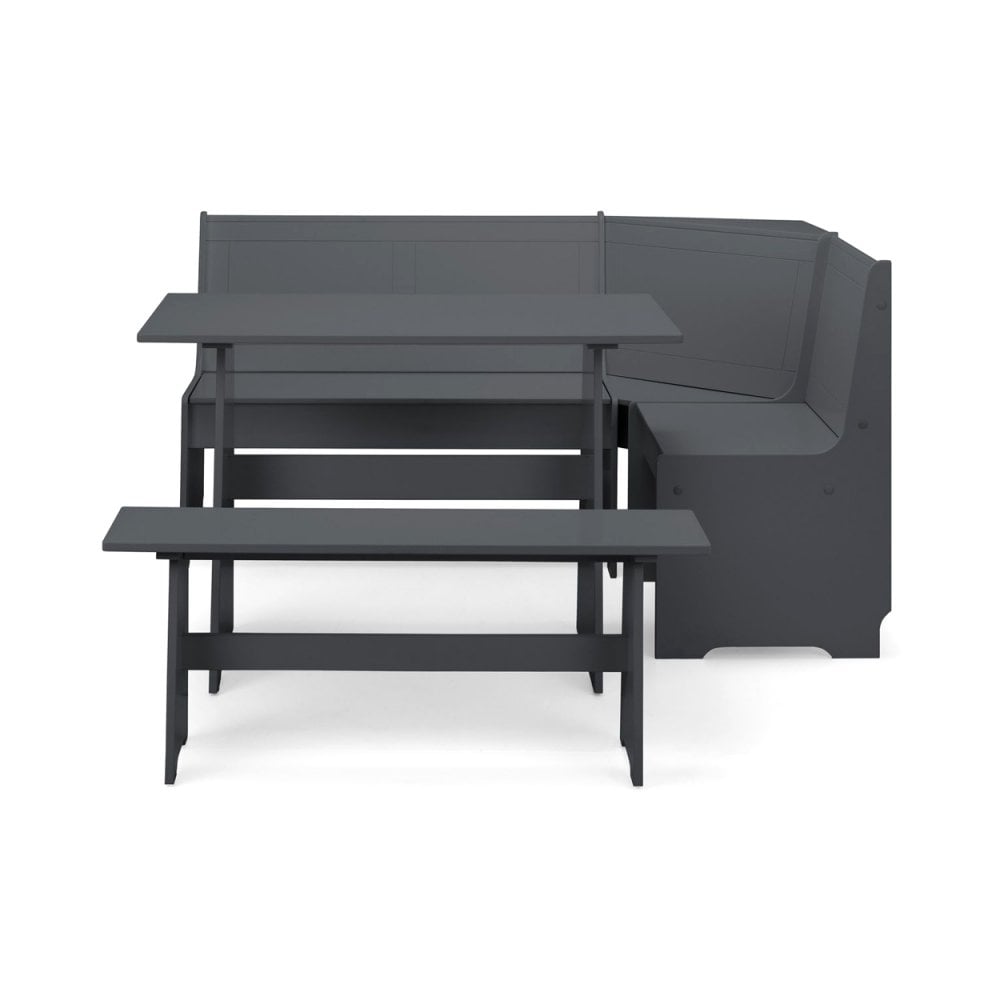 Newport Corner Dining Set With Storage Bench - Anthracite