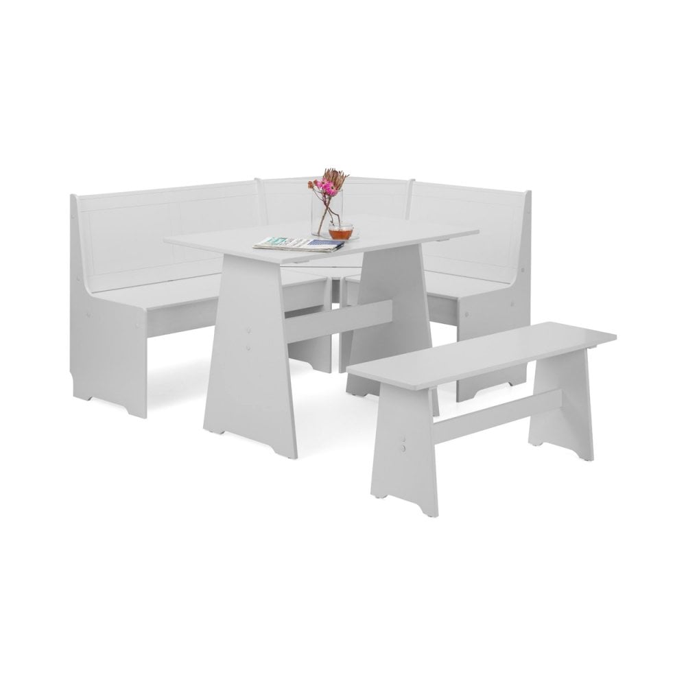 Newport Corner Dining Set With Storage Bench - Dove Grey