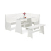 Newport Corner Dining Set With Storage Bench - Surf White