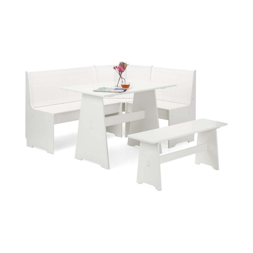Newport Corner Dining Set With Storage Bench - Surf White