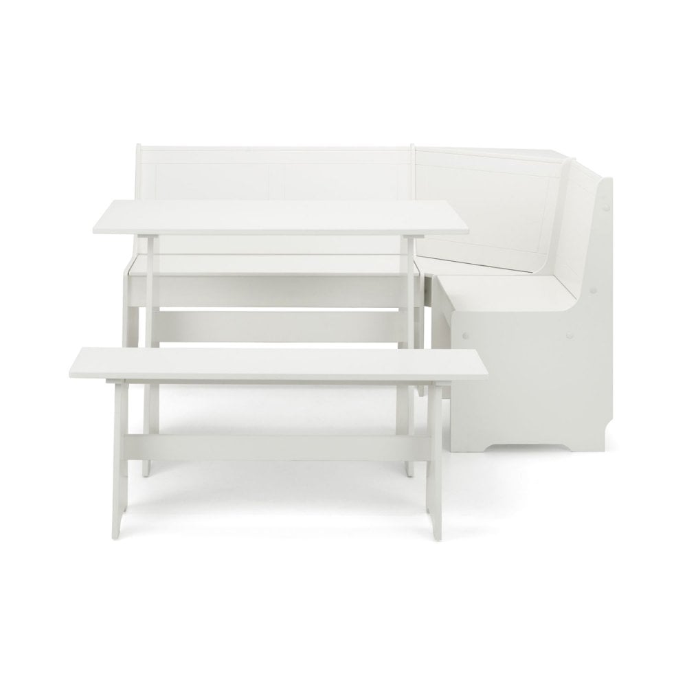 Newport Corner Dining Set With Storage Bench - Surf White