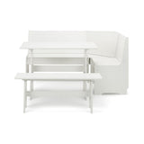 Newport Corner Dining Set With Storage Bench - Surf White