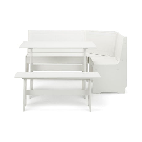Newport Corner Dining Set With Storage Bench - Surf White