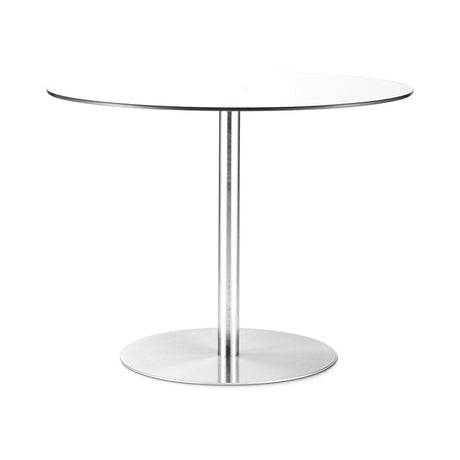 Milan Round Glass Brushed Steel Pedestal Table