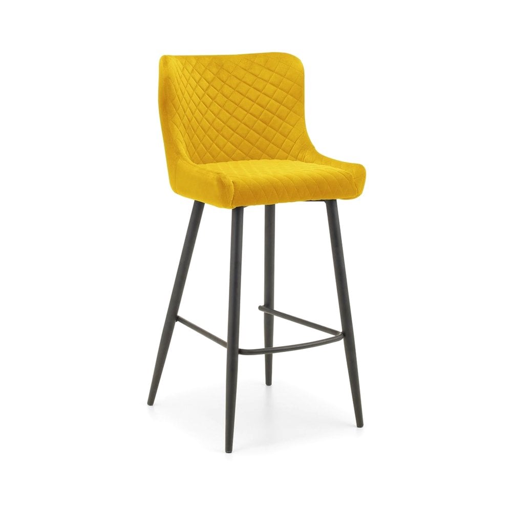 Luxe Velvet Bar Stool - Mustard