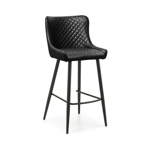 Luxe Faux Leather Barstool - Black